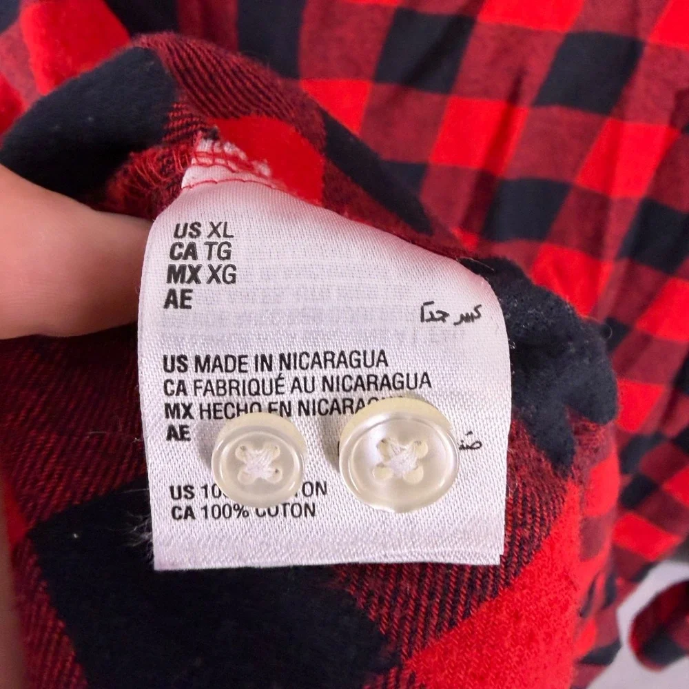 CLUB ROOM Lumberjack Flannel Shirt XL Men's Red‎ Long Sleeve Button Down Top